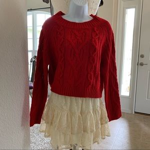 Red Braid Knit Sweater